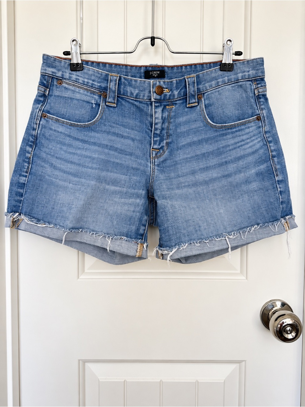 J. Crew Light Wash Denim Frayed Hem Shorts